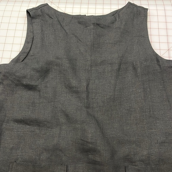 TURN BLACK Linen Boatneck Keyhole Sleeveless Minimalist Lagenlook Black Shift XL - Picture 13 of 16